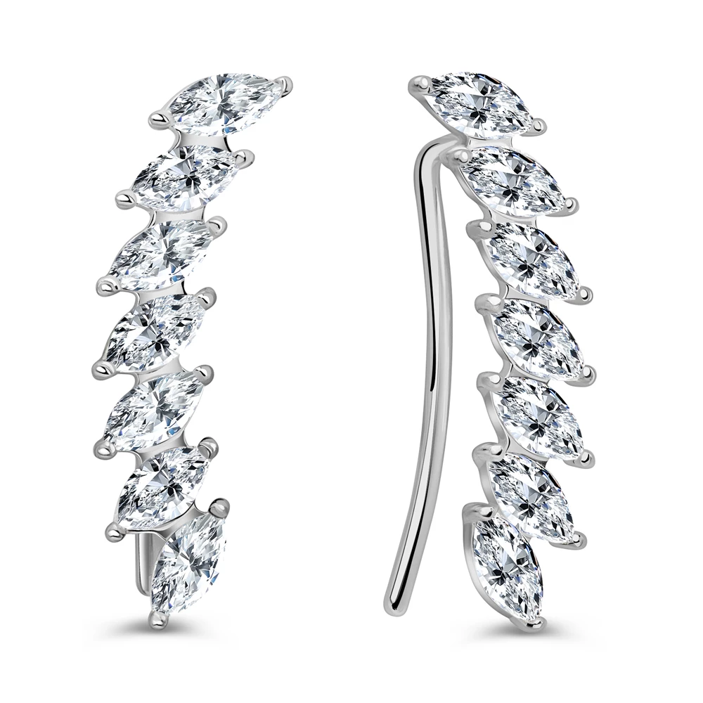 Серьги с фианитами из серебра 925 пробы