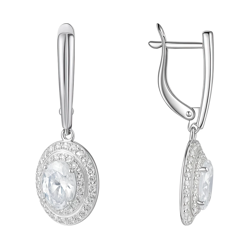 Серьги с фианитами из серебра 925 пробы