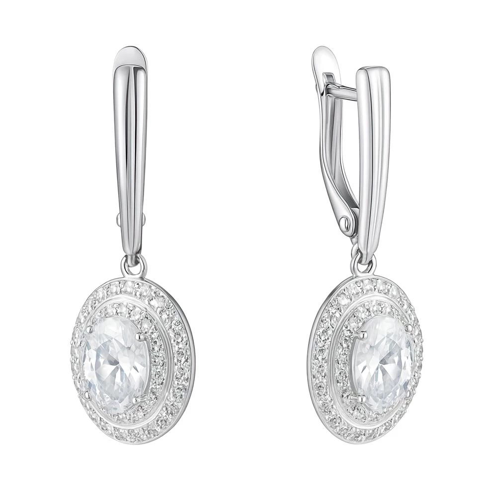 Серьги с фианитами из серебра 925 пробы