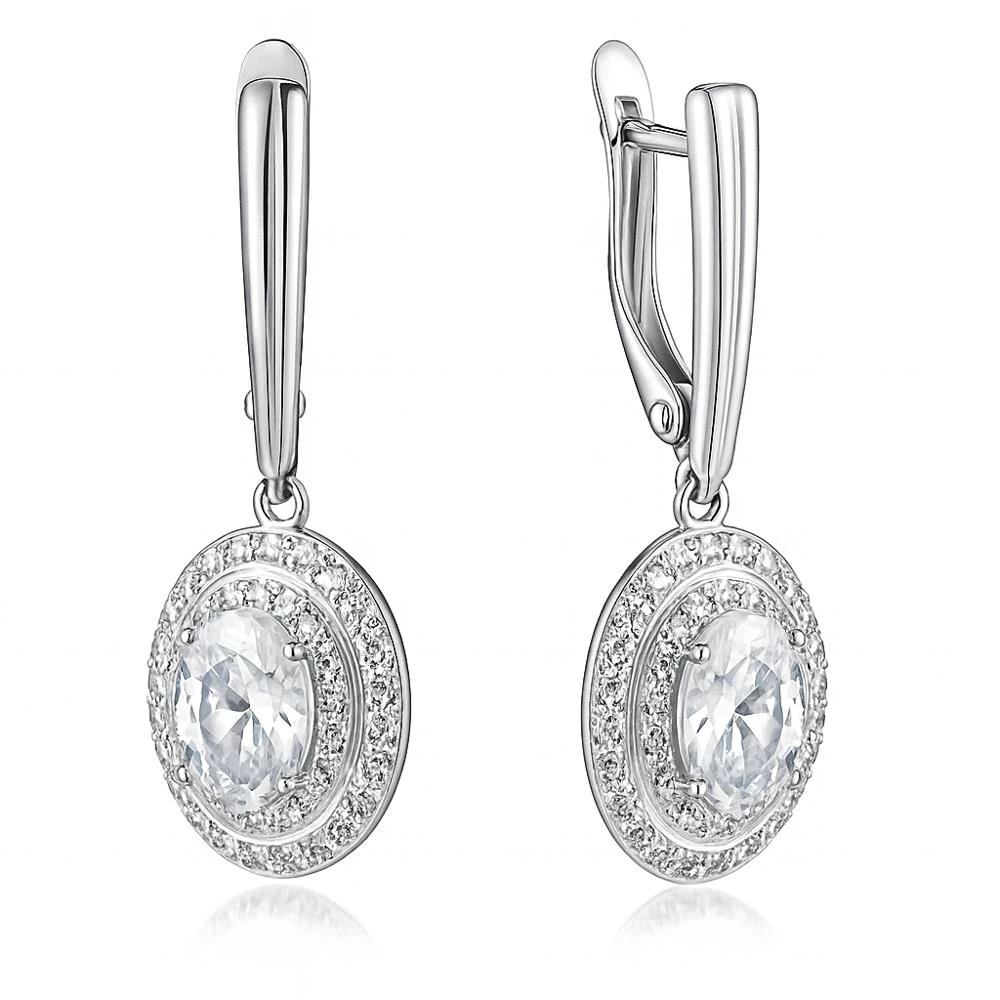 Серьги с фианитами из серебра 925 пробы