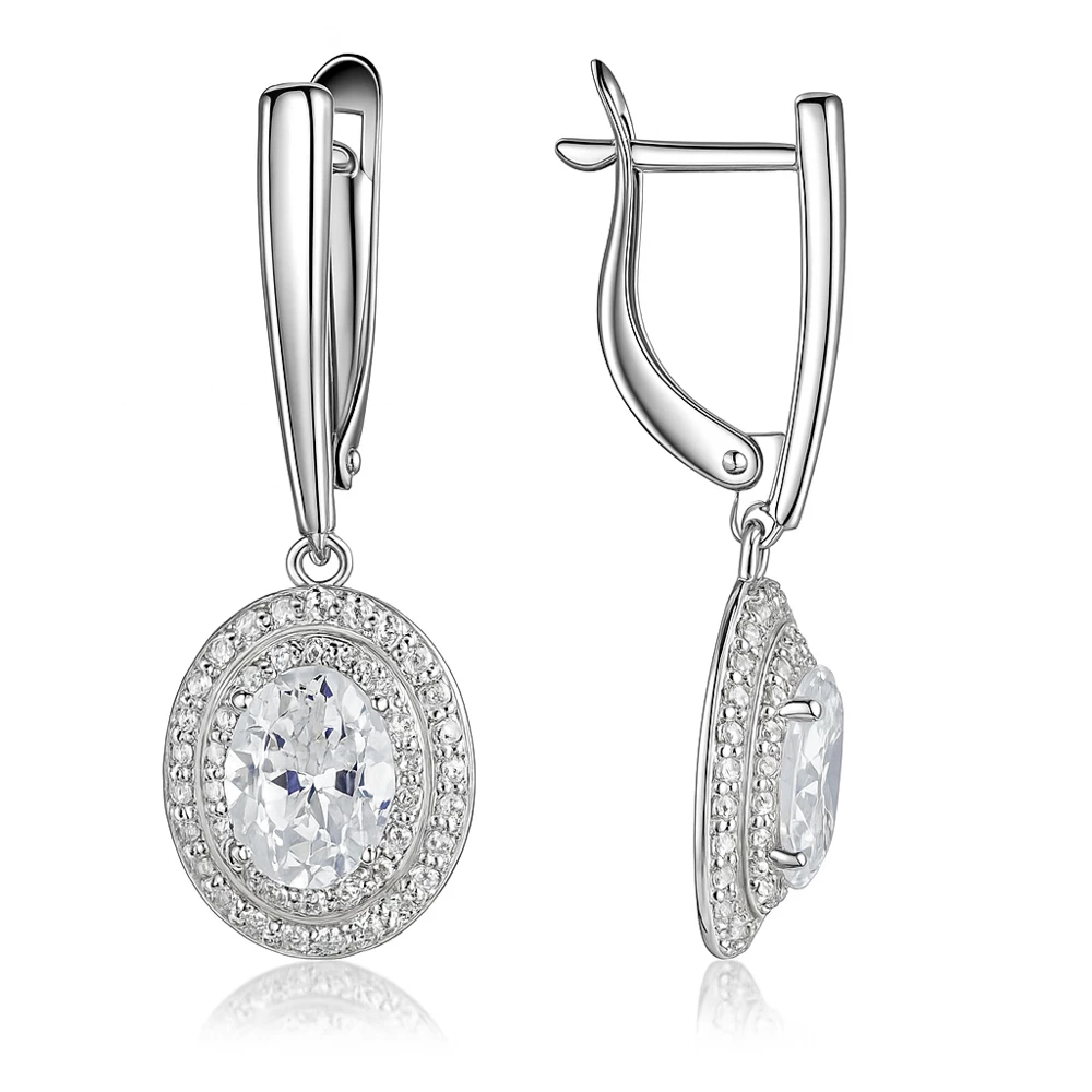 Серьги с фианитами из серебра 925 пробы