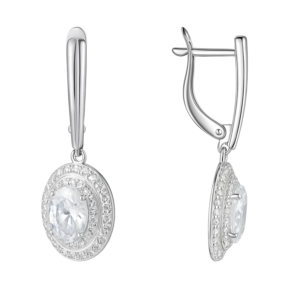 Серьги с фианитами из серебра 925 пробы