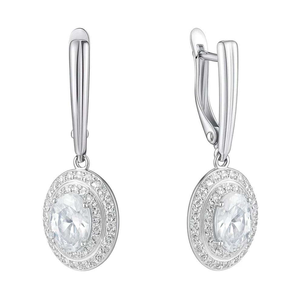 Серьги с фианитами из серебра 925 пробы