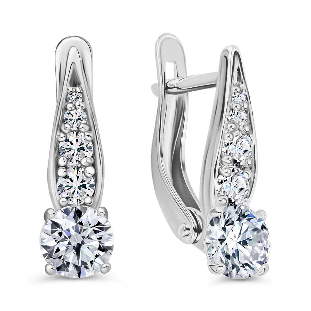 Серьги с фианитами из серебра 925 пробы