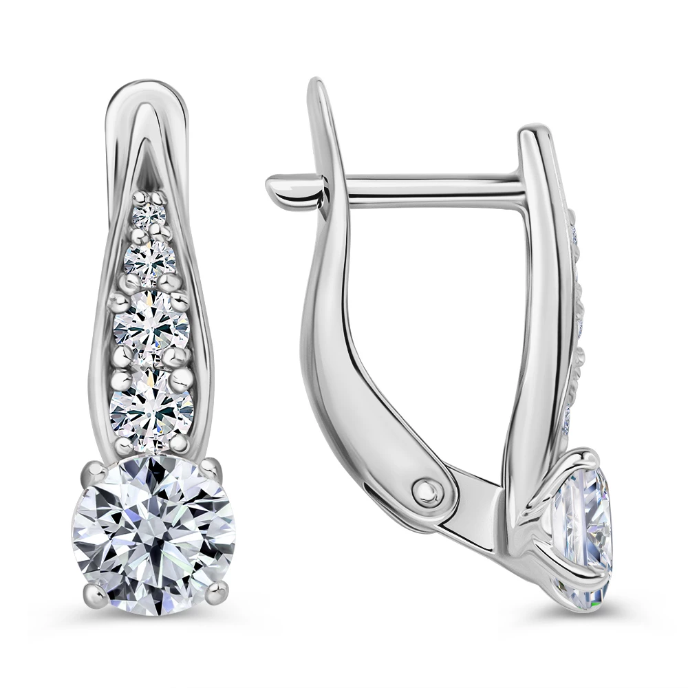 Серьги с фианитами из серебра 925 пробы