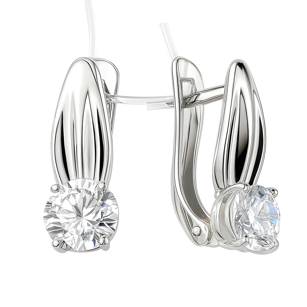 Серьги с фианитами из серебра 925 пробы