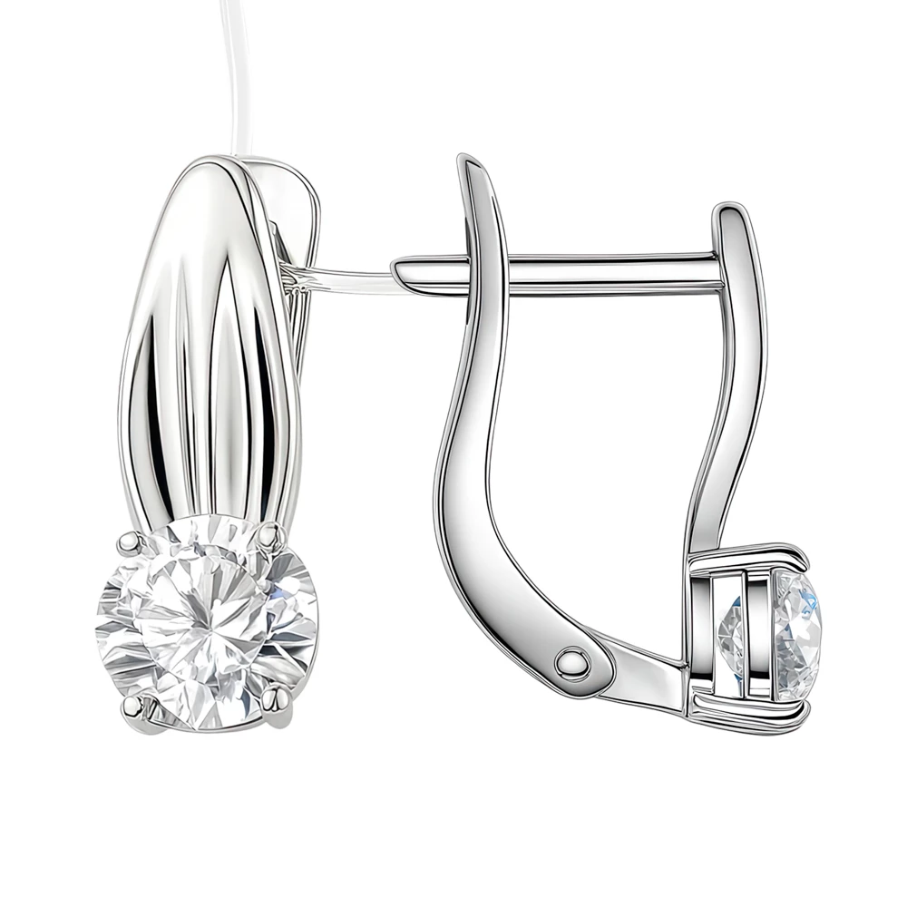 Серьги с фианитами из серебра 925 пробы