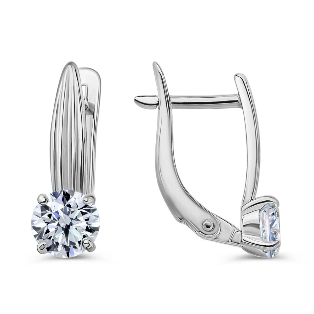 Серьги с фианитами из серебра 925 пробы