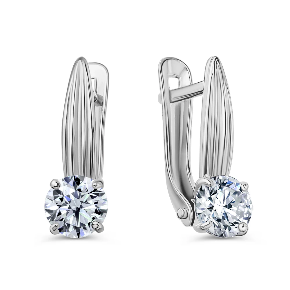 Серьги с фианитами из серебра 925 пробы
