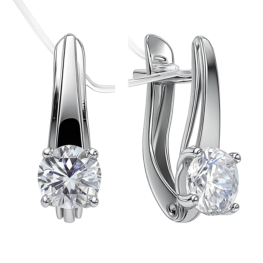 Серьги с фианитами из серебра 925 пробы