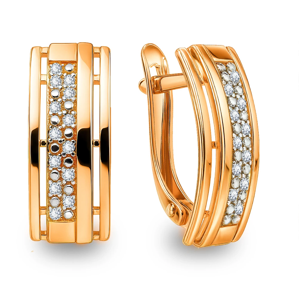 Серьги с фианитами из серебра 925 пробы