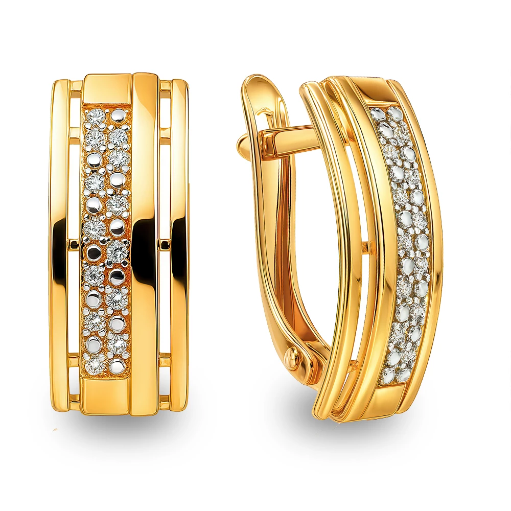 Серьги с фианитами из серебра 925 пробы