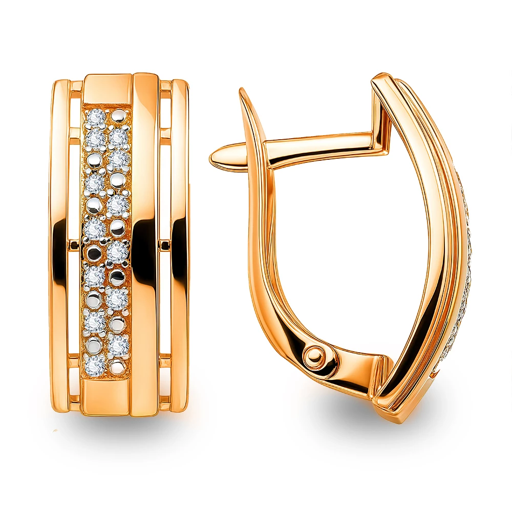 Серьги с фианитами из серебра 925 пробы