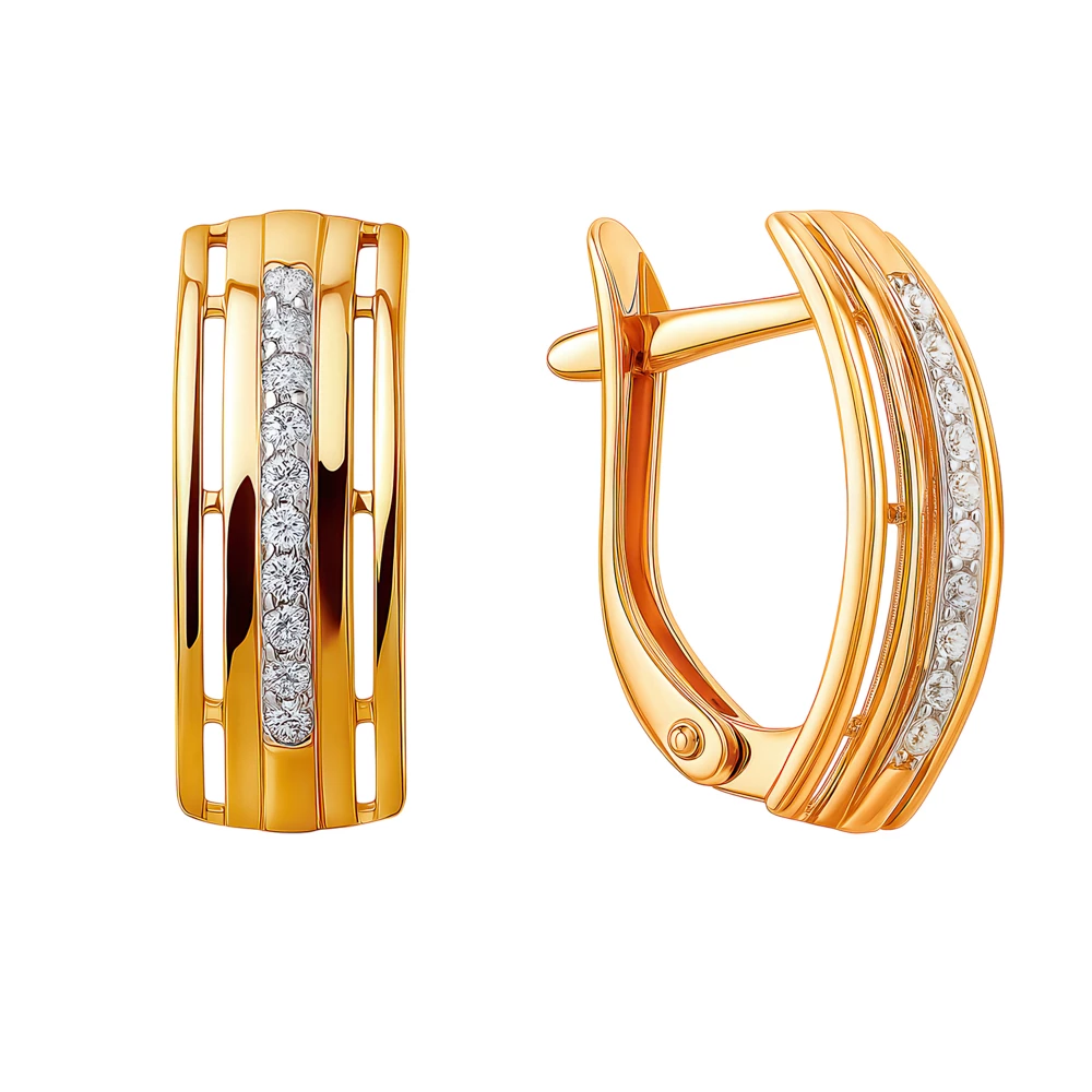 Серьги с фианитами из серебра 925 пробы