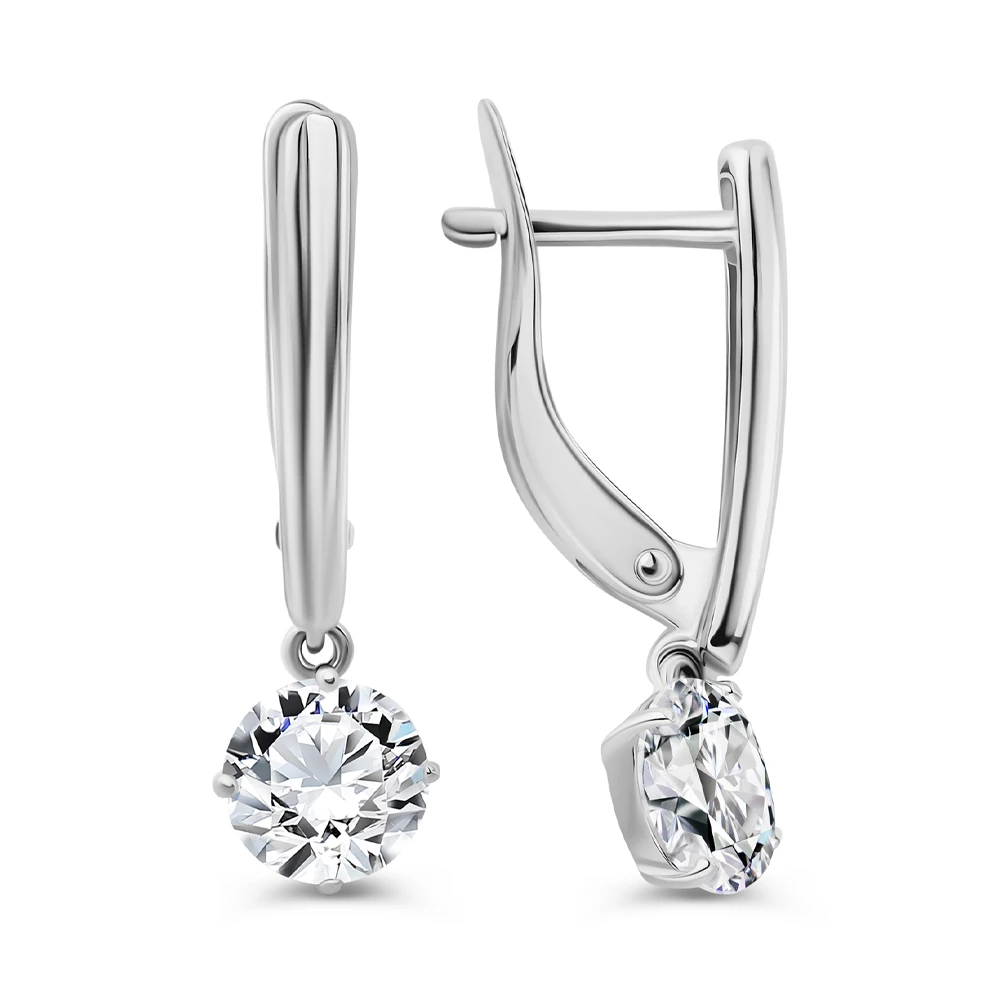 Серьги с фианитами из серебра 925 пробы