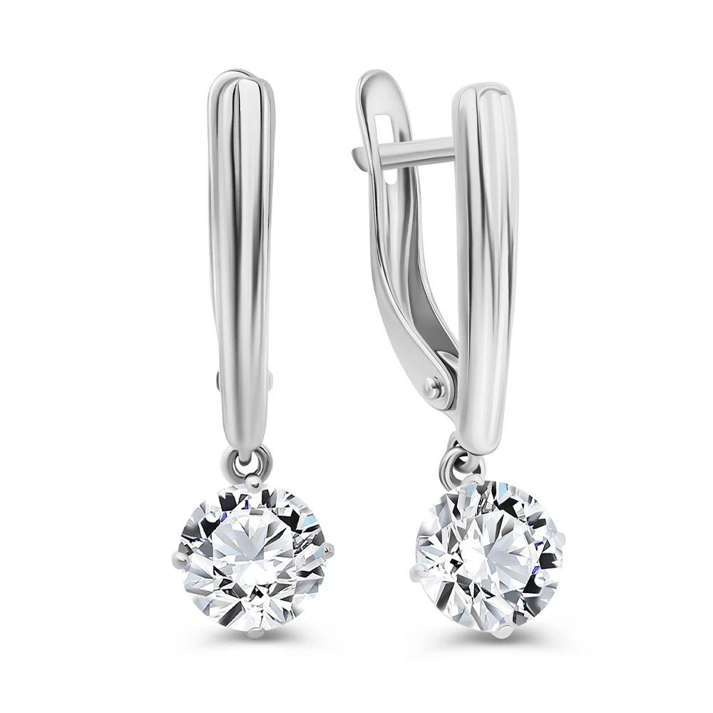 Серьги с фианитами из серебра 925 пробы