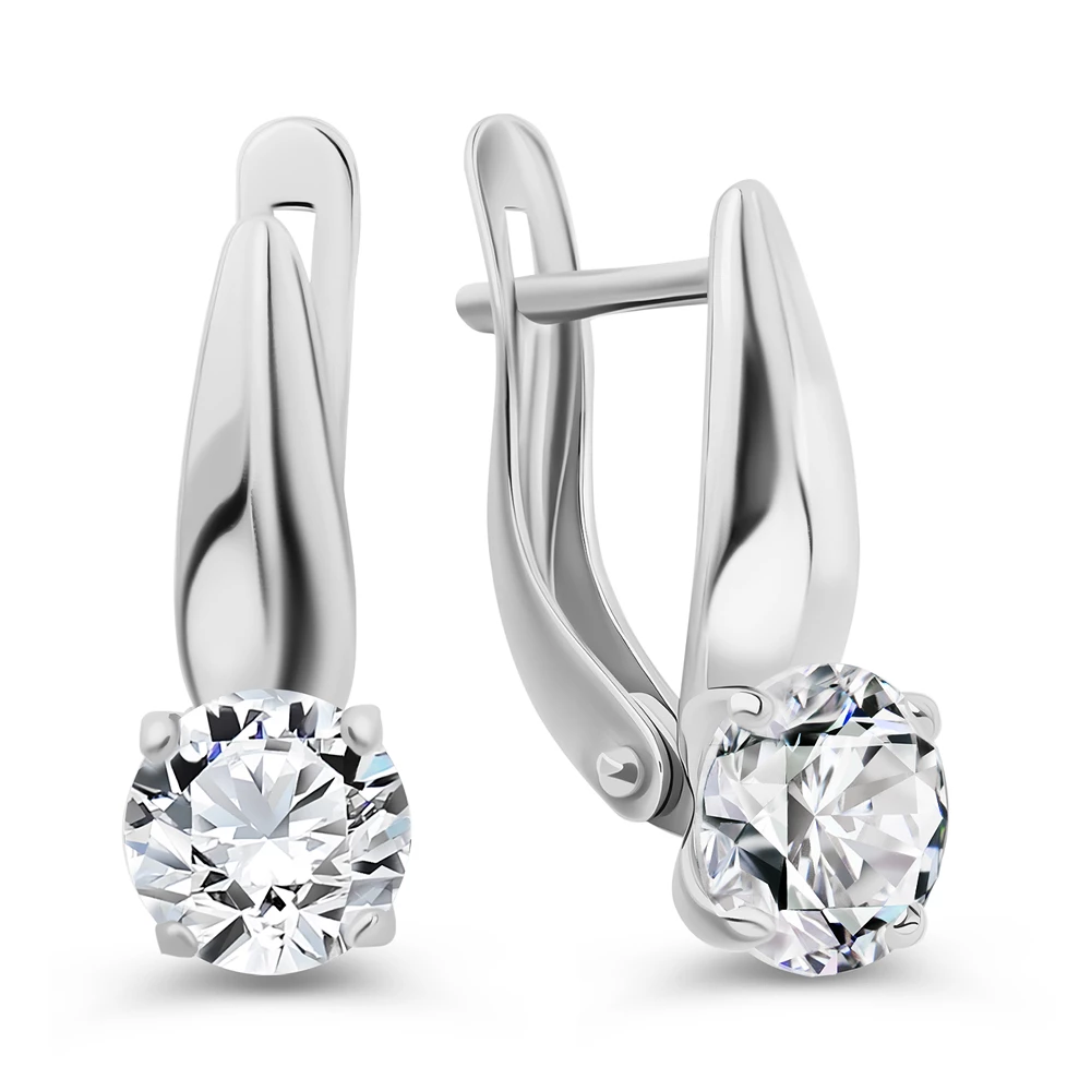 Серьги с фианитами из серебра 925 пробы