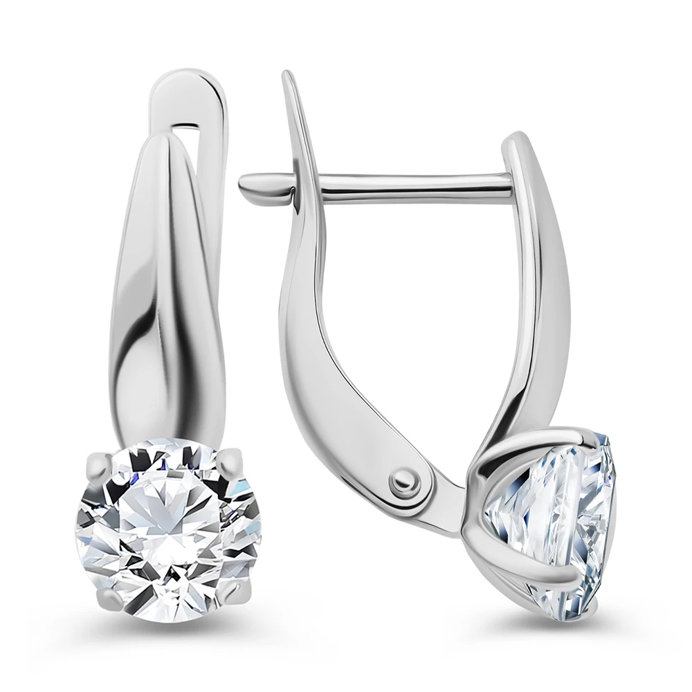 Серьги с фианитами из серебра 925 пробы