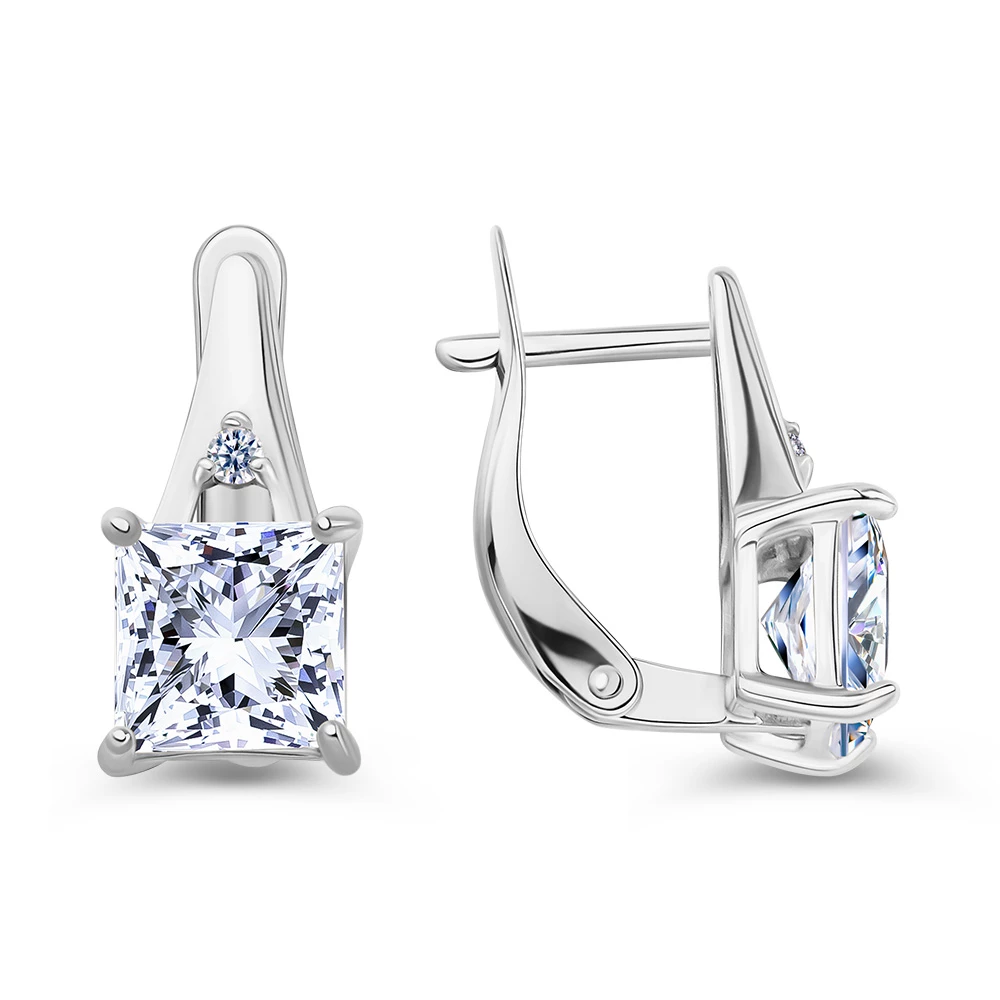 Серьги с фианитами из серебра 925 пробы
