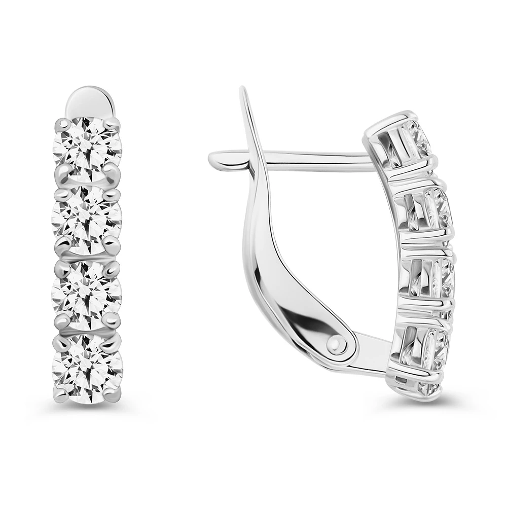 Серьги с фианитами из серебра 925 пробы
