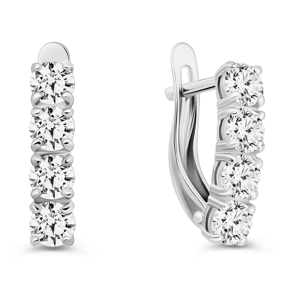 Серьги с фианитами из серебра 925 пробы