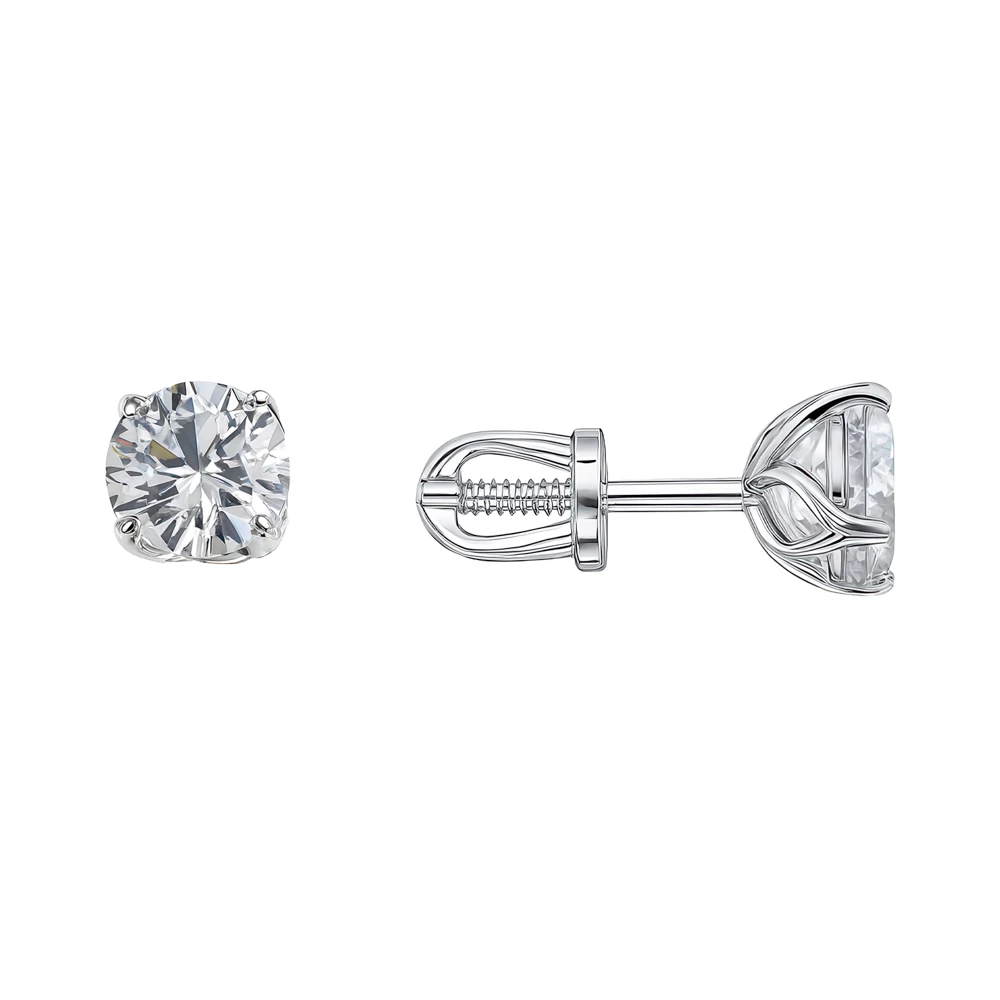 Серьги с фианитами из серебра 925 пробы