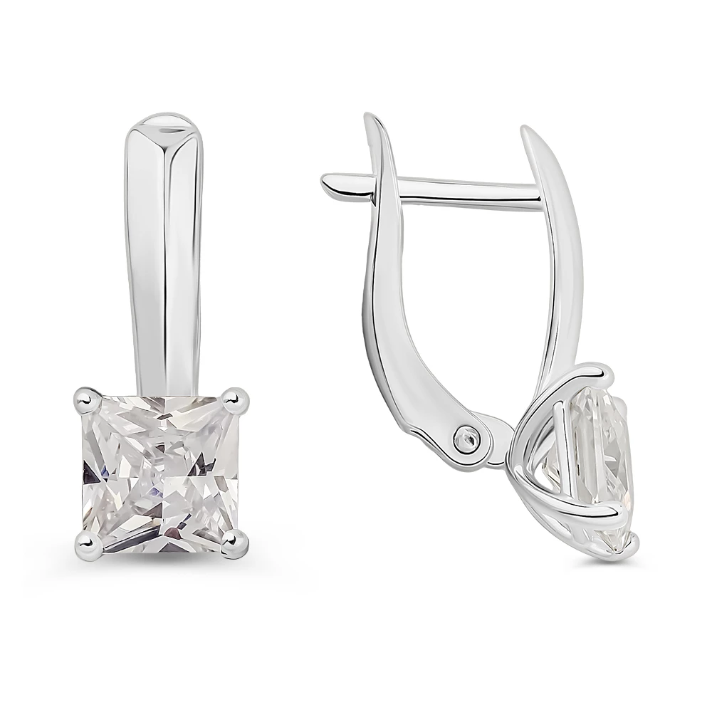 Серьги с фианитами из серебра 925 пробы