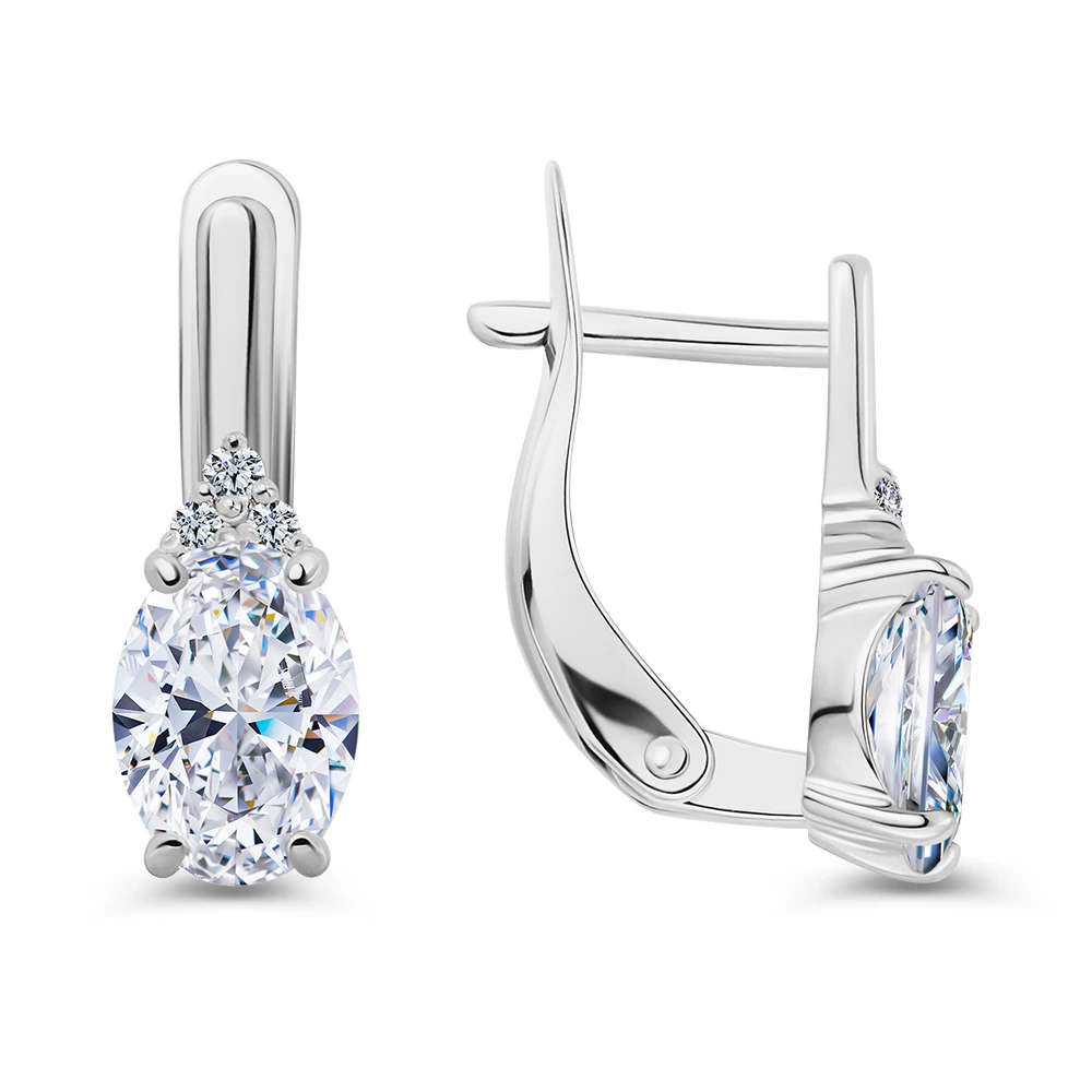 Серьги с фианитами из серебра 925 пробы