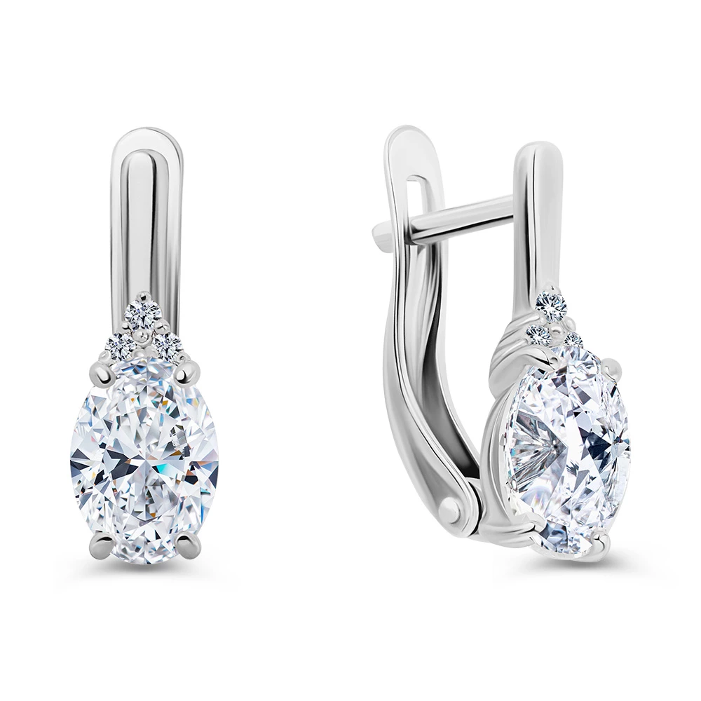 Серьги с фианитами из серебра 925 пробы