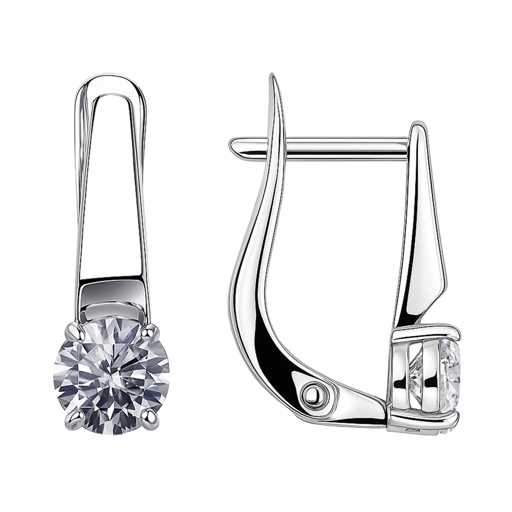 Серьги с фианитами из серебра 925 пробы