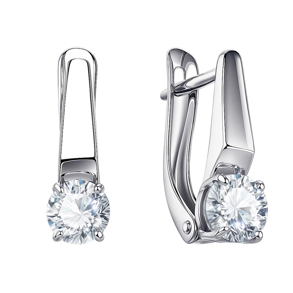 Серьги с фианитами из серебра 925 пробы