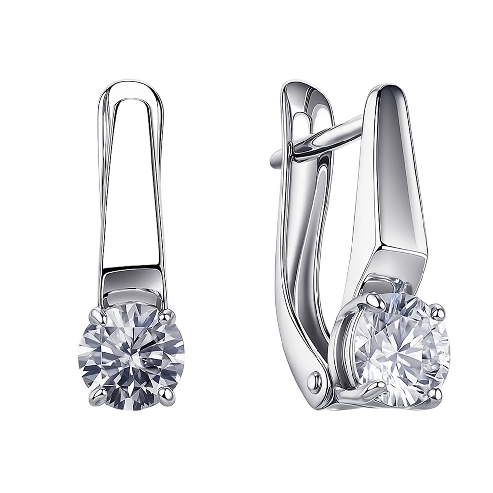 Серьги с фианитами из серебра 925 пробы