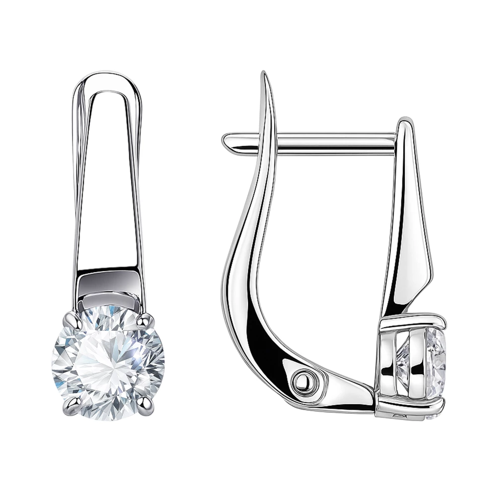 Серьги с фианитами из серебра 925 пробы