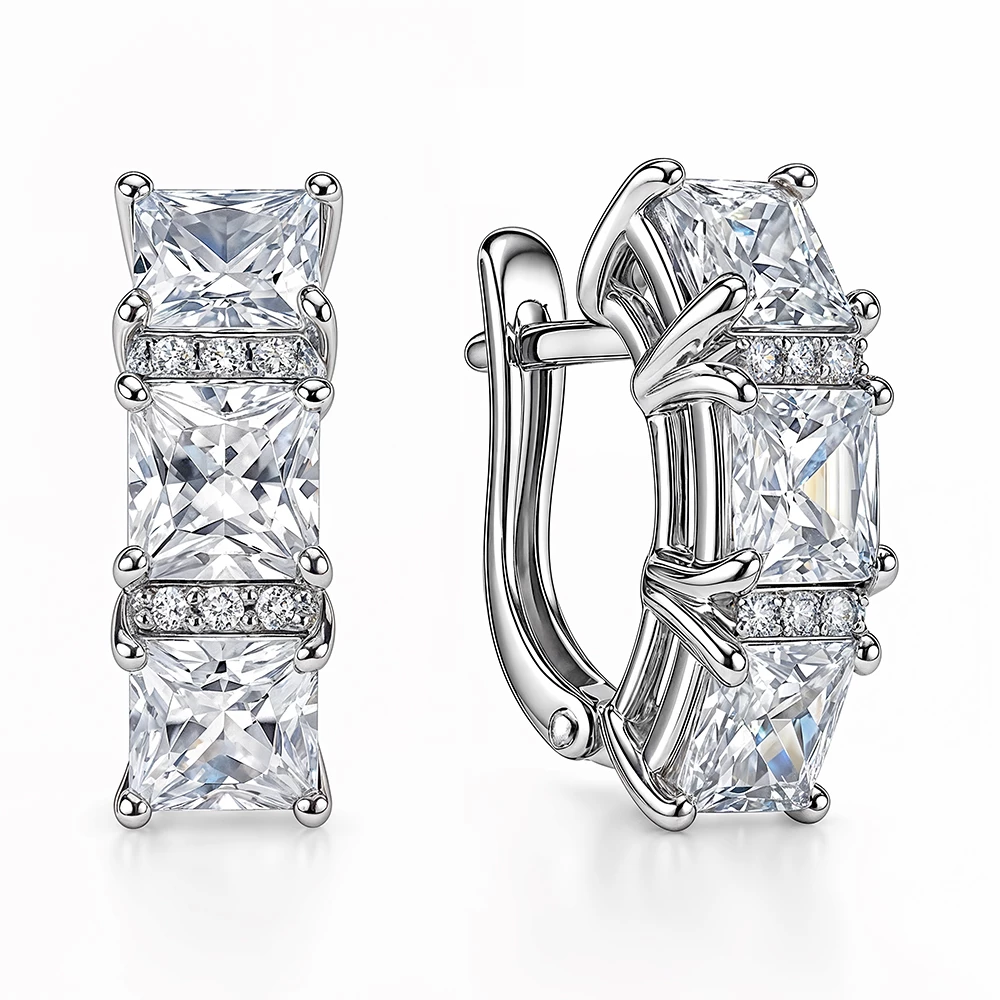Серьги с фианитами из серебра 925 пробы