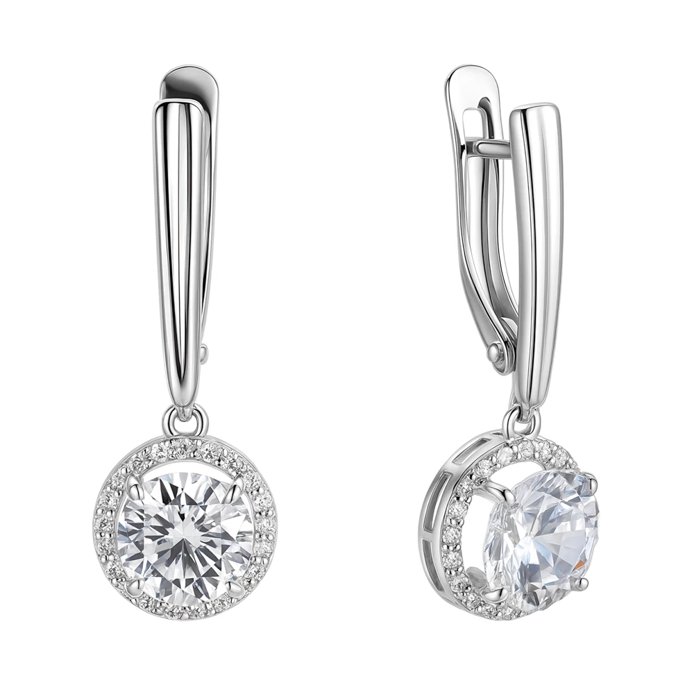 Серьги с фианитами из серебра 925 пробы