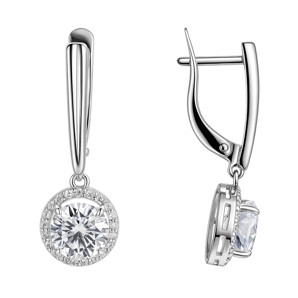 Серьги с фианитами из серебра 925 пробы