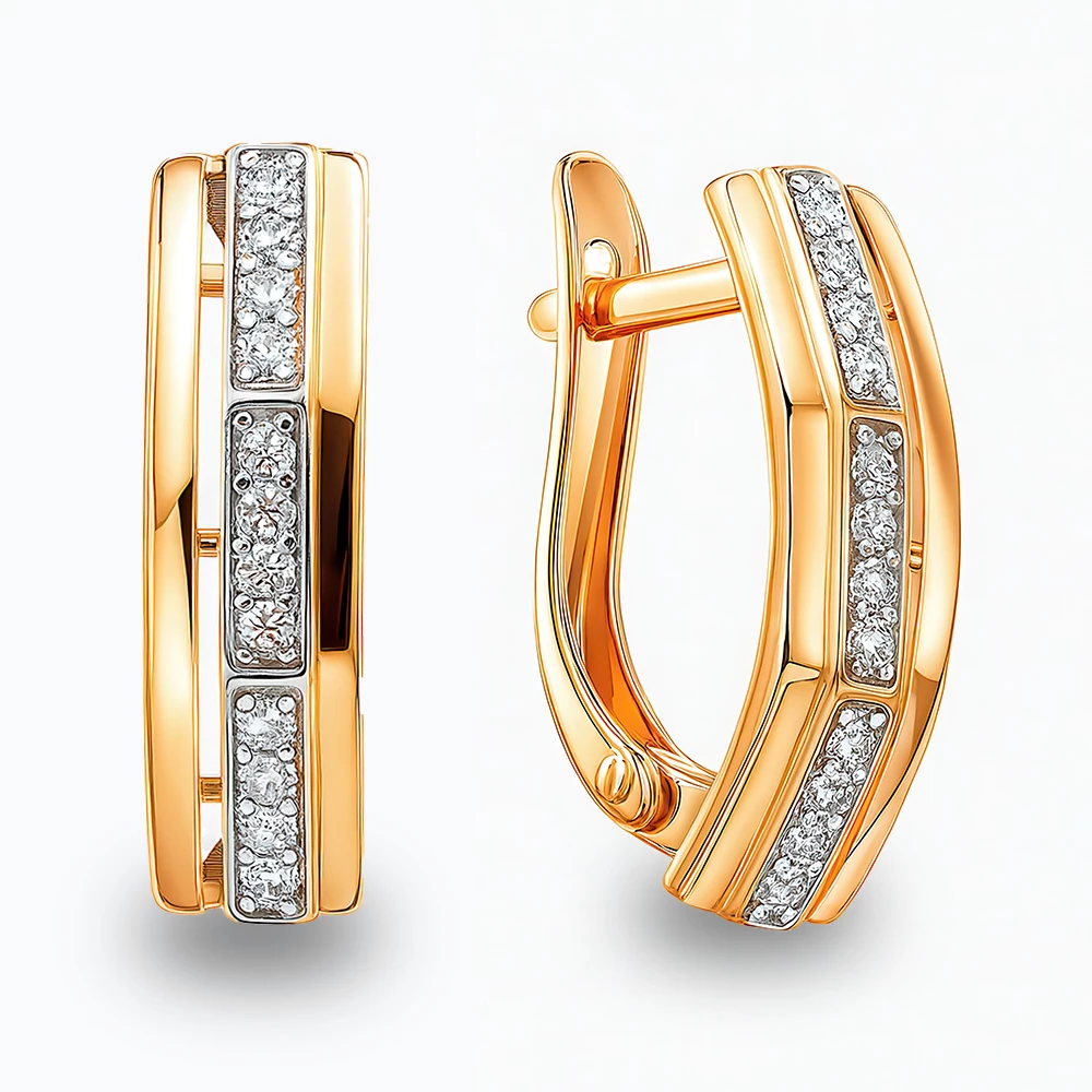 Серьги с фианитами из серебра 925 пробы