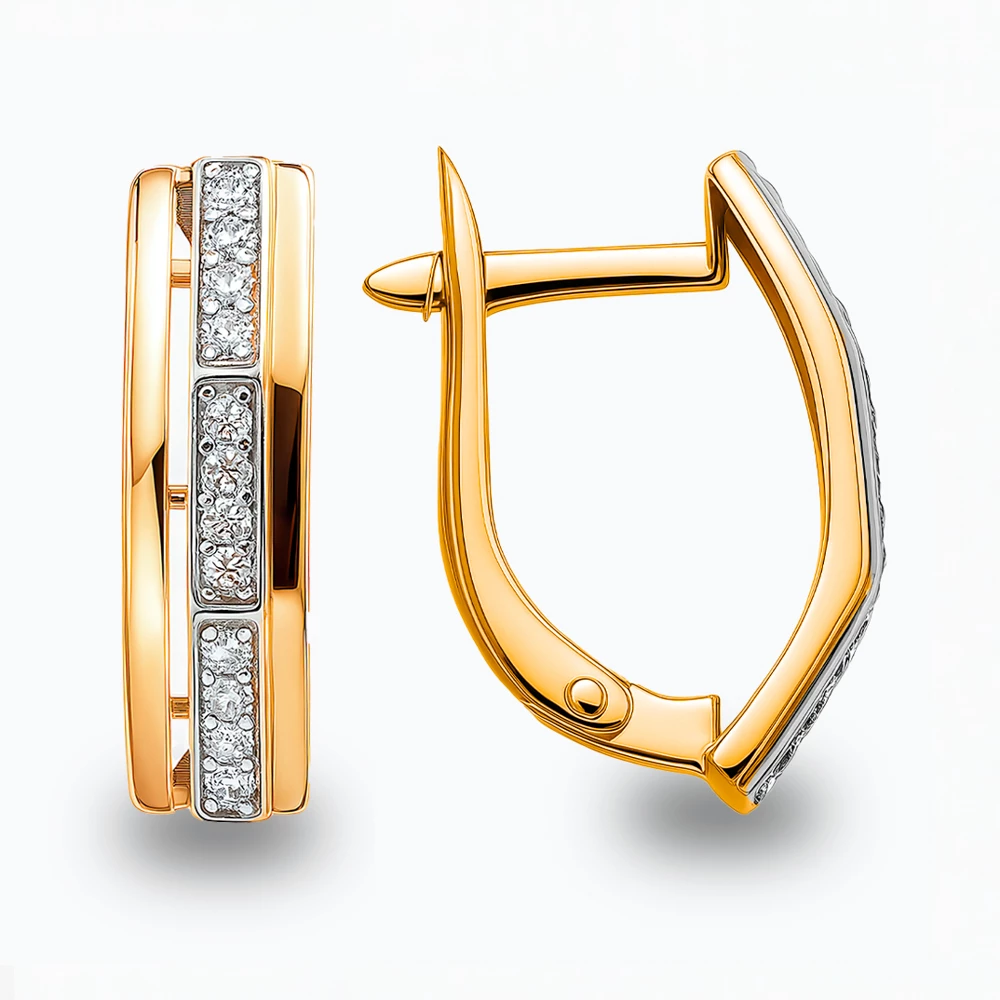 Серьги с фианитами из серебра 925 пробы