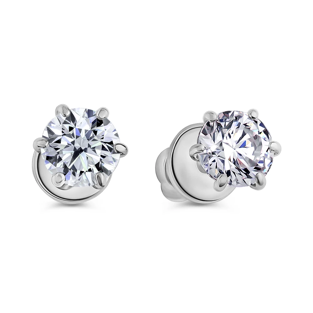 Серьги с фианитами из серебра 925 пробы
