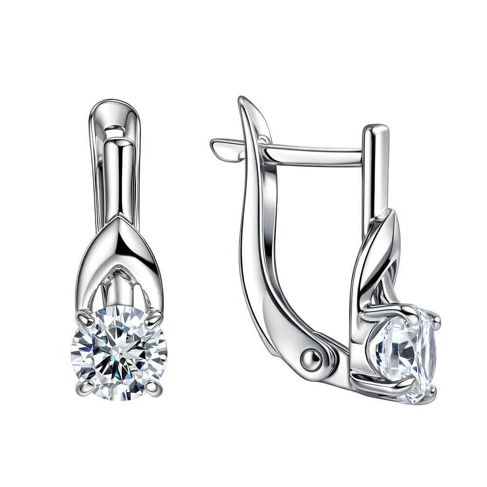 Серьги с фианитами из серебра 925 пробы