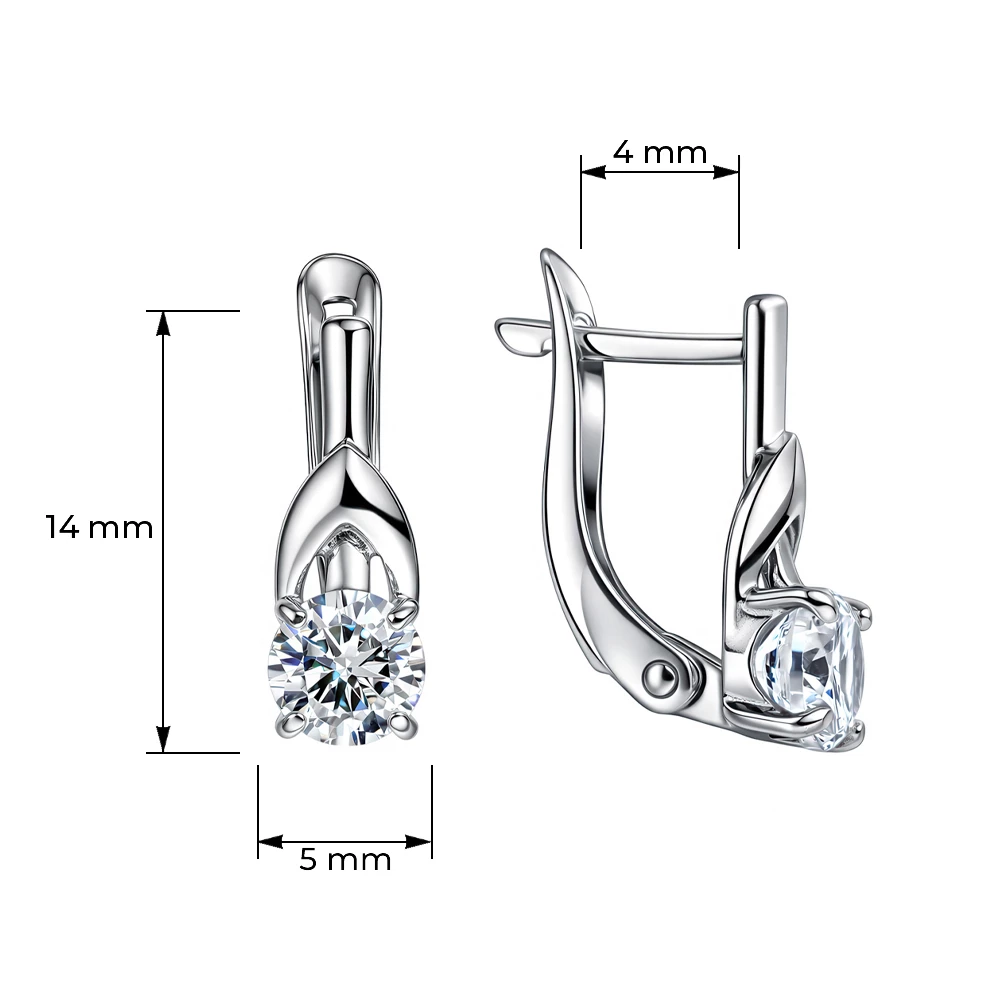 Серьги с фианитами из серебра 925 пробы