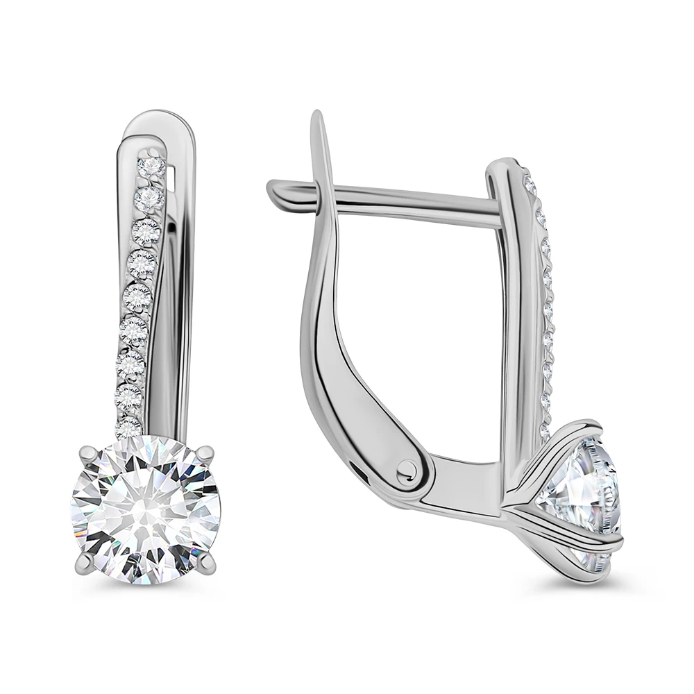 Серьги с фианитами из серебра 925 пробы