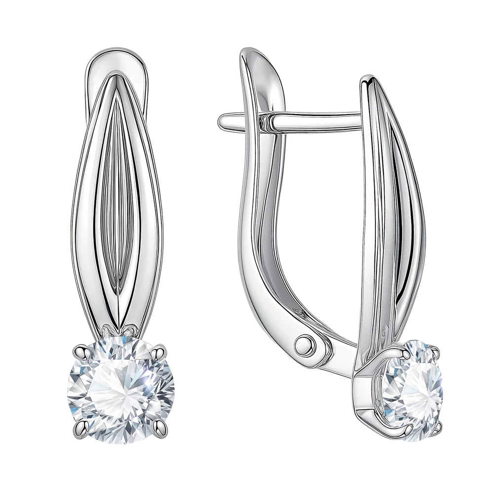 Серьги с фианитами из серебра 925 пробы