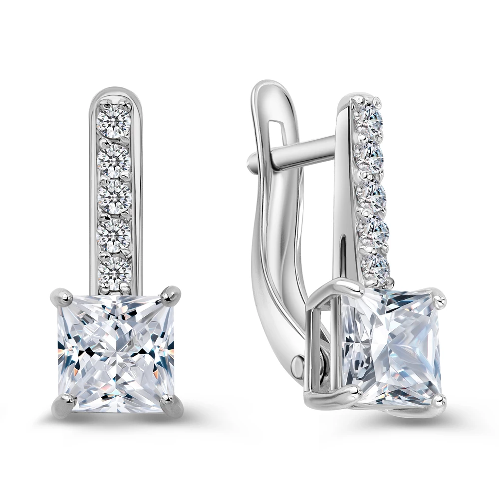 Серьги с фианитами из серебра 925 пробы