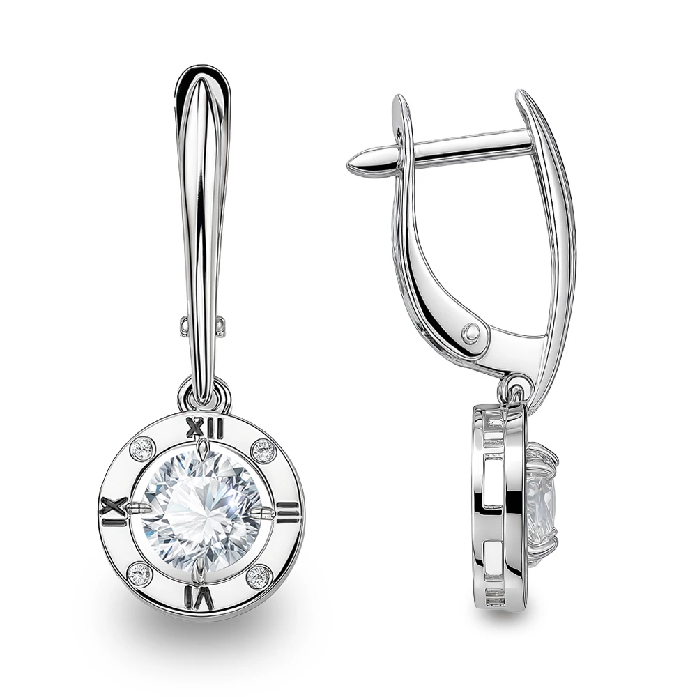 Серьги с фианитами из серебра 925 пробы