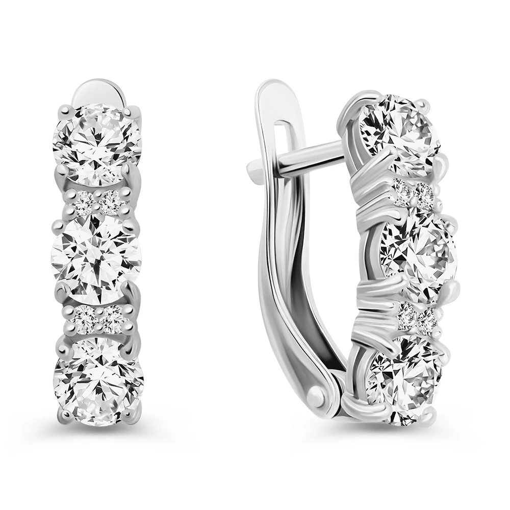 Серьги с фианитами из серебра 925 пробы