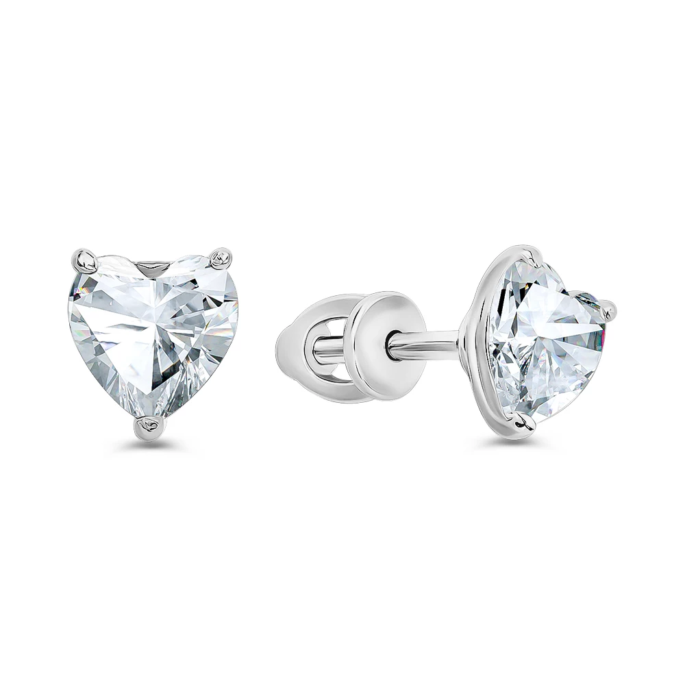 Серьги с фианитами из серебра 925 пробы