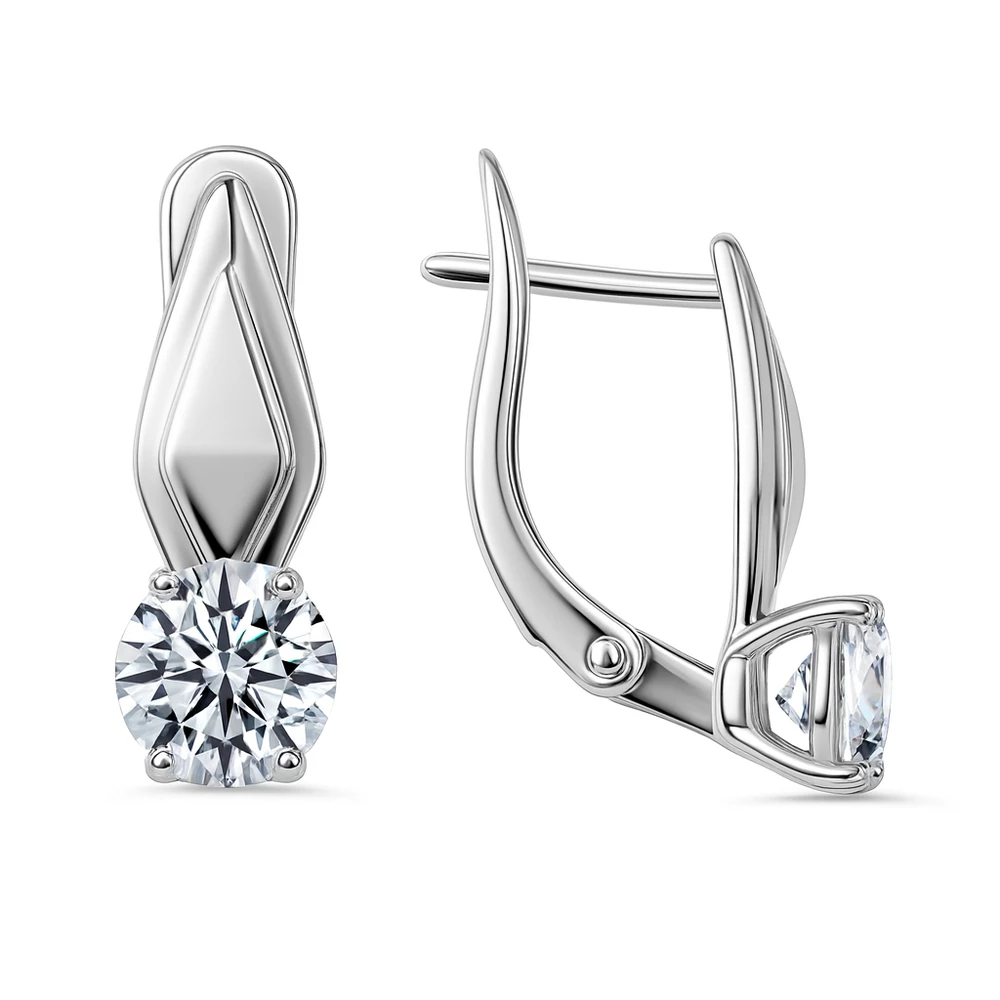Серьги с фианитами из серебра 925 пробы