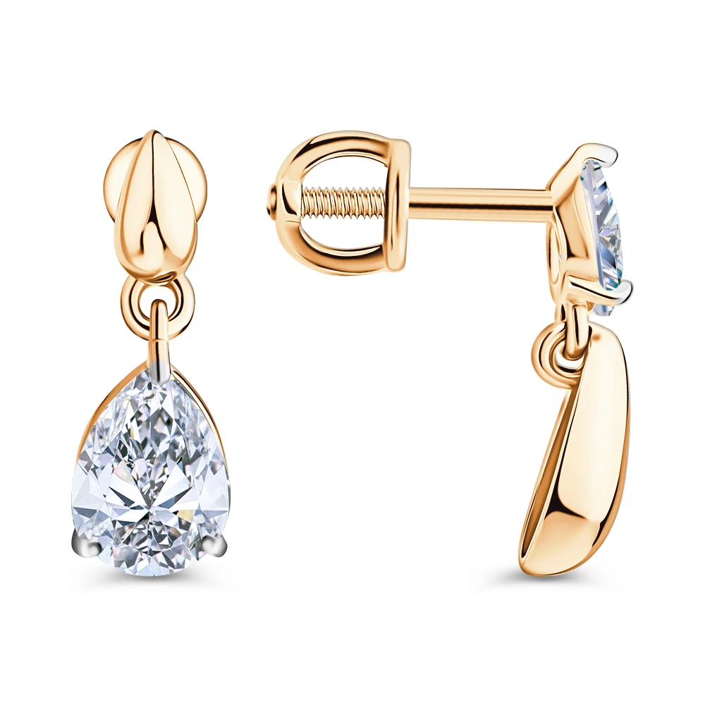 Серьги с фианитами из серебра 925 пробы