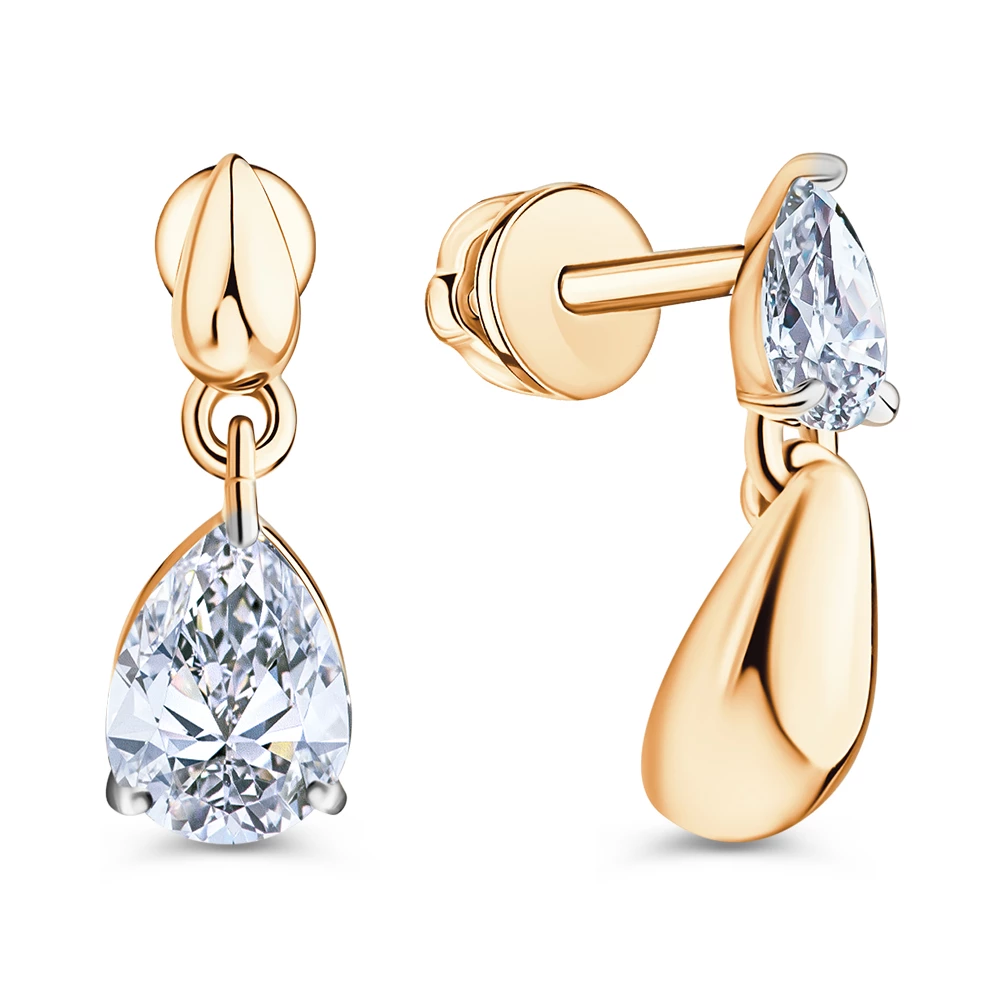 Серьги с фианитами из серебра 925 пробы